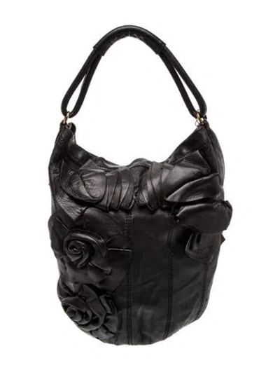 Pre-owned Valentino Garavani Leather Top Handle Bag In Black