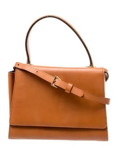 Pre-owned Valentino Garavani Leather Top Handle Bag In Brown