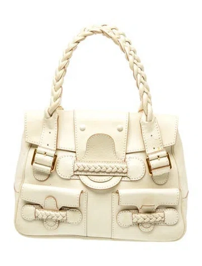 Pre-owned Valentino Garavani Leather Top Handle Bag In White