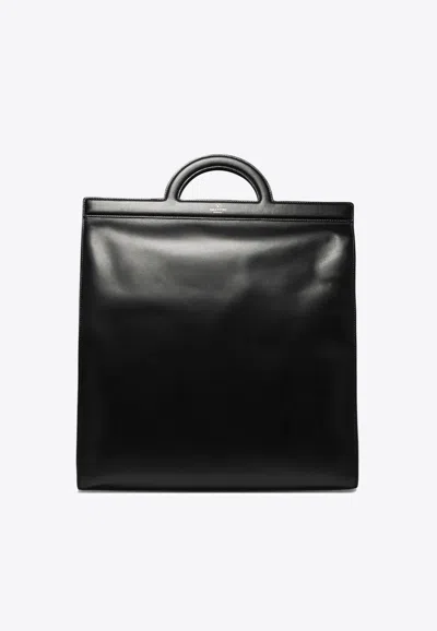 VALENTINO GARAVANI LEATHER TOP HANDLE BAGS WITH LOGO-PRINT