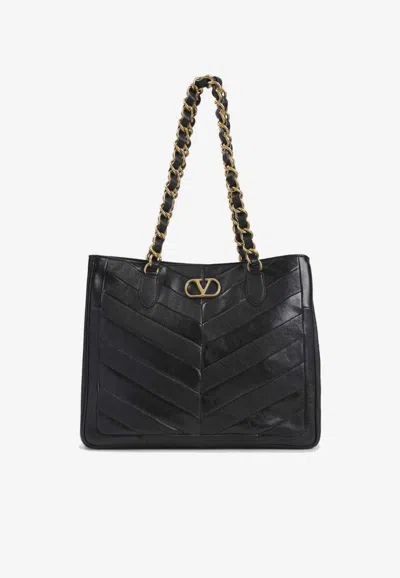 Valentino Garavani Leather Tote Bag In Black