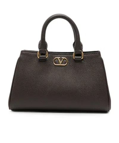 Valentino Garavani Leather Tote Bag In Brown