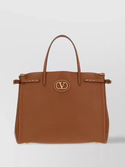 Valentino Garavani Leather Tote Bag Featuring Stitch Detailing