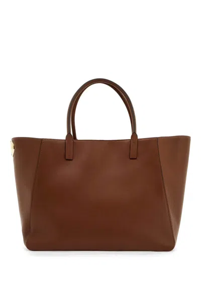 Valentino Garavani Leather Tote Bag In Brown