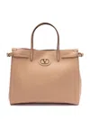 Valentino Leather Tote Bag In Nude