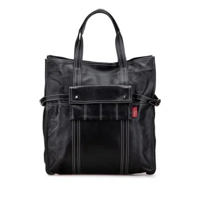 Pre-owned Valentino Garavani Leather Tote Bag () In Black