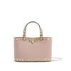 Valentino Womens Rockstud Mini Leather Top-handle Bag Poudre