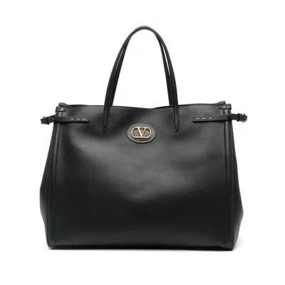 Valentino Garavani Leather Tote Bags In Black