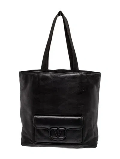 Pre-owned Valentino Garavani Leather Tote In Black
