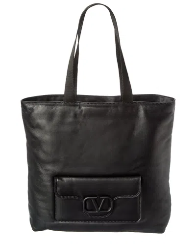 Valentino Garavani Valentino Leather Tote In Black