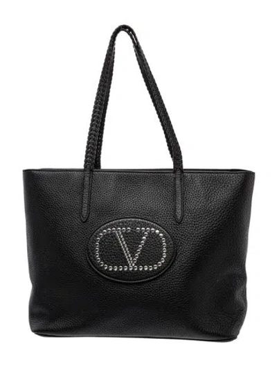 Pre-owned Valentino Garavani Leather Tote In Black
