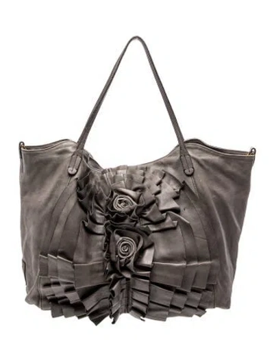 Pre-owned Valentino Garavani Leather Tote In Gray