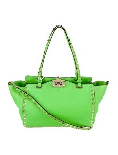 Pre-owned Valentino Garavani Leather Tote In Green