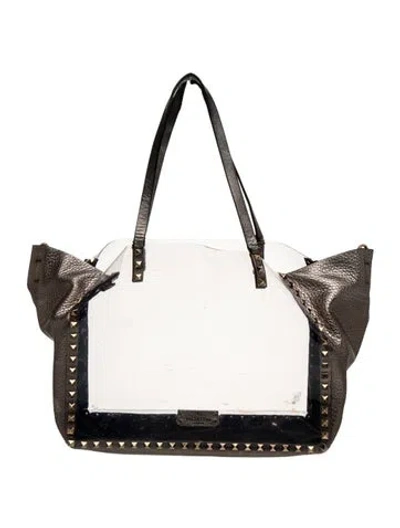 Pre-owned Valentino Garavani Leather Tote In Grey