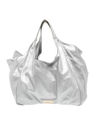 Pre-owned Valentino Garavani Leather Tote In Metallic/silver