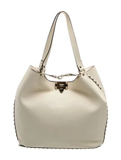 Pre-owned Valentino Garavani Leather Tote In Neutrals