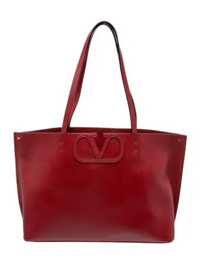 Pre-owned Valentino Garavani Leather Tote In Red