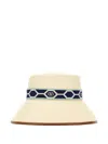 Valentino Embroidered Band Straw Bucket Hat In White