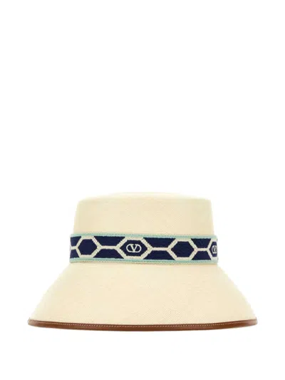 VALENTINO GARAVANI LEATHER-TRIM BUCKET HAT