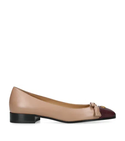 Valentino Garavani Leather Valet Du Roi Ballet Flats In Pink