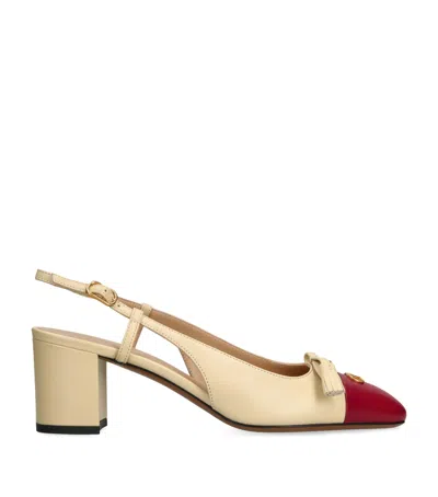 Valentino Garavani Leather Valet Du Roi Slingback Heels 60 In Beige