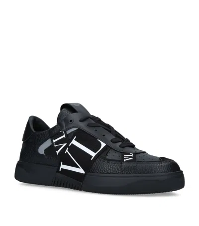 Valentino Garavani Black Calf Leather Bos Taurus Low Top Sneakers
