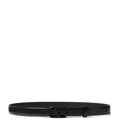 Valentino Garavani Leather Vlogo Belt In Black