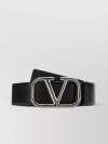 VALENTINO GARAVANI LEATHER VLOGO BELT WITH SMOOTH TEXTURE AND METAL ACCENTS