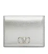 Valentino Leather Vlogo Bifold Wallet In Metallic