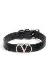 Valentino Leather Vlogo Bracelet In Black