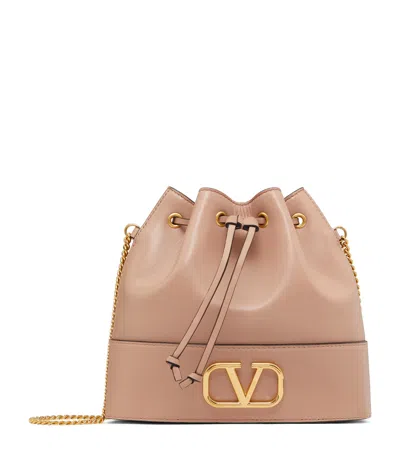 VALENTINO GARAVANI LEATHER VLOGO BUCKET BAG