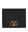 Valentino Leather Vlogo Card Holder In Black