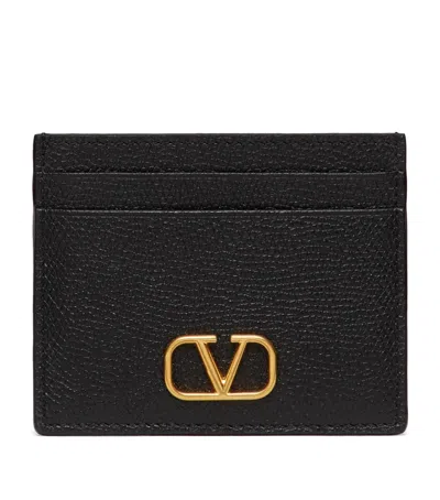Valentino Garavani Leather Vlogo Card Holder In Black