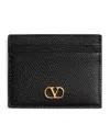 Valentino Vlogo Signature Card Holder In Garnet Calfskin In Black