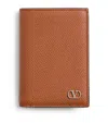 Valentino Leather Vlogo Card Holder In Brown