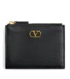 Valentino Leather Vlogo Coin And Card Holder In Black