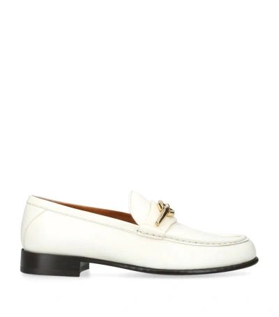 Valentino Garavani Leather Vlogo Gate Loafers In White