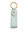 Valentino Leather Vlogo Keychain In Grey