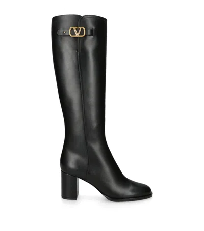 Valentino Garavani Vlogo Signature Calfskin Boot 70mm Woman Black 38.5