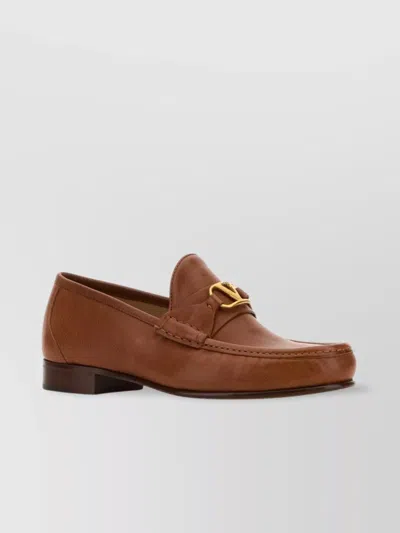 VALENTINO GARAVANI LEATHER VLOGO LOAFERS GOLD-TONE HARDWARE