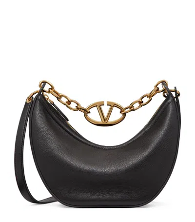 Valentino Garavani Leather Vlogo Moon Shoulder Bag In Black