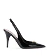 Valentino Vlogo 100 Embellished Patent-leather Slingback Pumps In Black