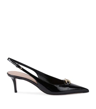 Valentino Garavani Slingback Vlogo The Bold Edition Black Calfskin Pumps