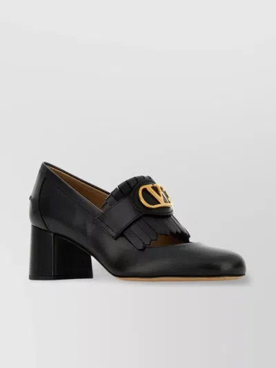 VALENTINO GARAVANI LEATHER VLOGO PUMPS BLOCK HEEL