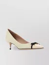 Valentino Bepointy 45 Bow-embellished Two-tone Leather Pumps In Neutrals