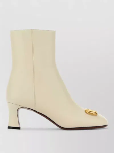 Valentino Garavani Leather Vlogo Signature Ankle Boots Block Heel In Multi