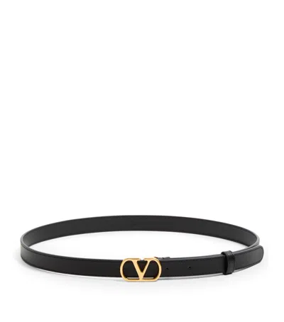 Valentino Garavani Leather Vlogo Signature Belt In Black