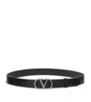 Valentino Garavani Vlogo Signature Belt In Shiny Calfskin 30 Mm In Black