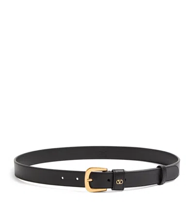 Valentino Garavani Leather Vlogo Signature Belt In Black