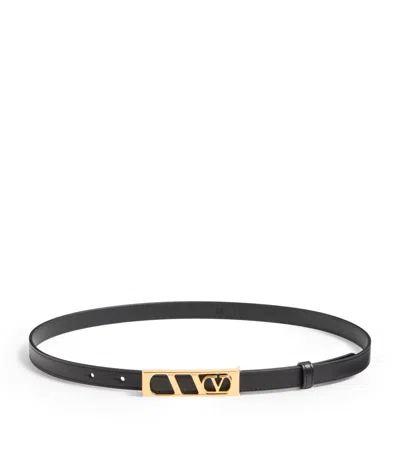 Valentino Garavani Leather Vlogo Signature Belt In Black